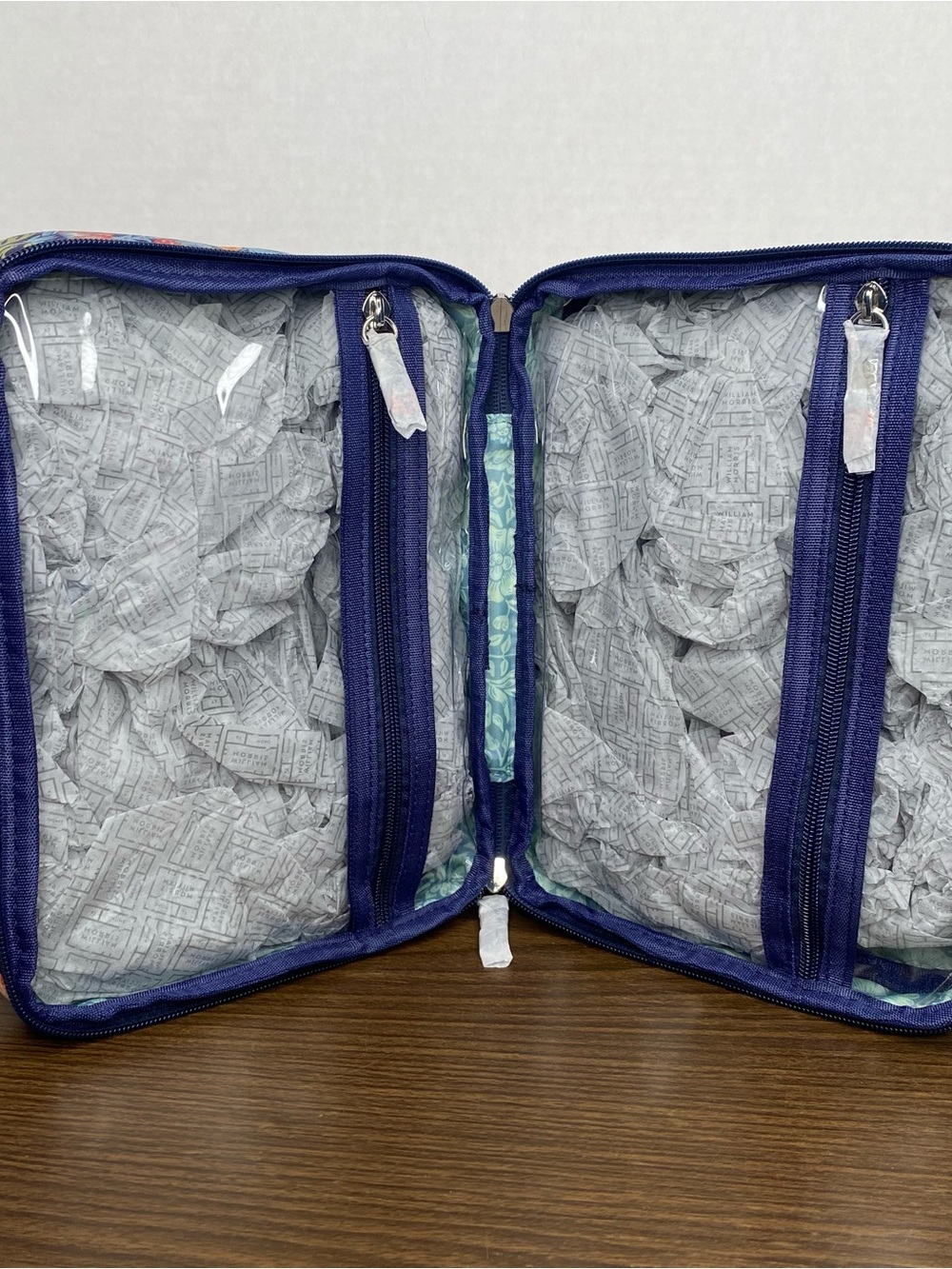 William Morris Navy Strawberry Thief Cosmetic Travel Case - Picture 7 of 10